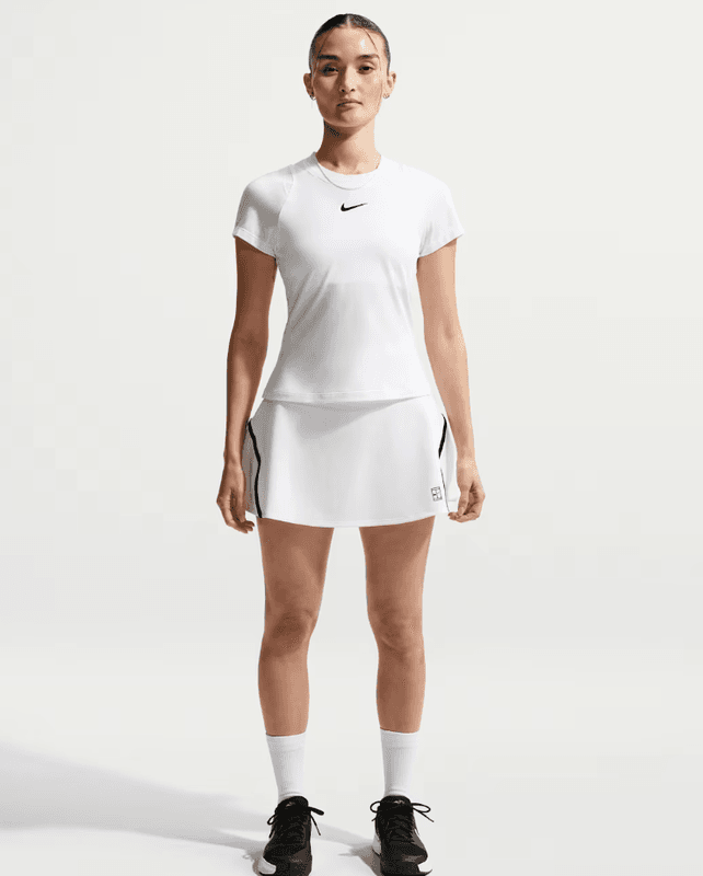 NikeCourt Advantage Women's Dri-FIT High Waisted Tennis Skirt (White / Black)