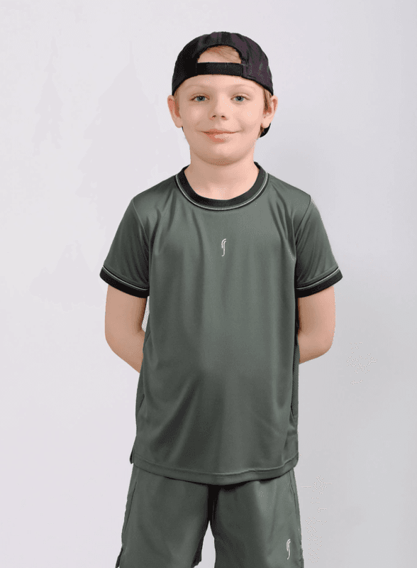 RS Junior Performance Tee - Crew Neck (Court Green / Court White)