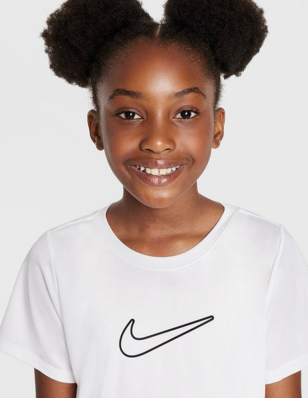 Nike One Fitted Girl's Dri-FIT Short Sleeve Top (Hvit)