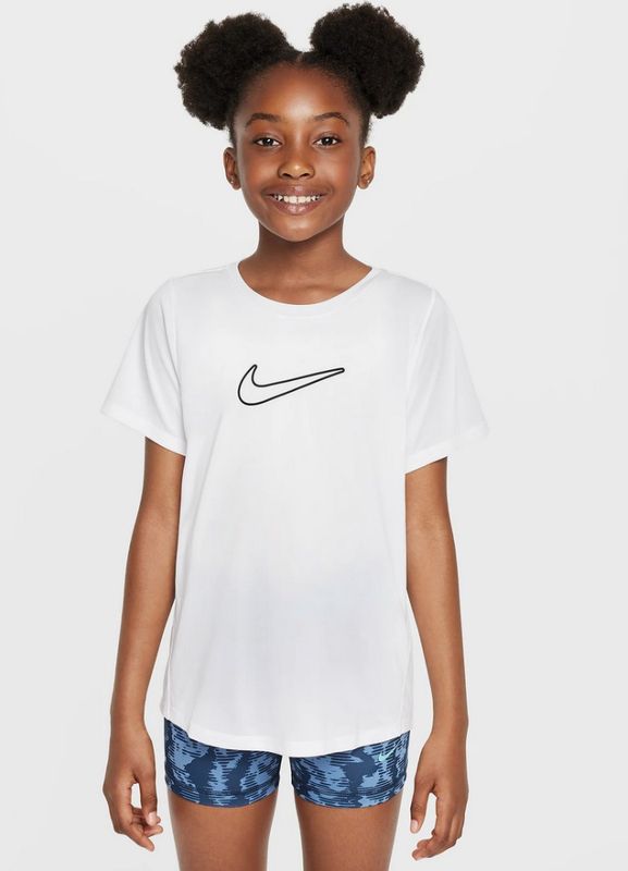 Nike One Fitted Girl's Dri-FIT Short Sleeve Top (Hvit)